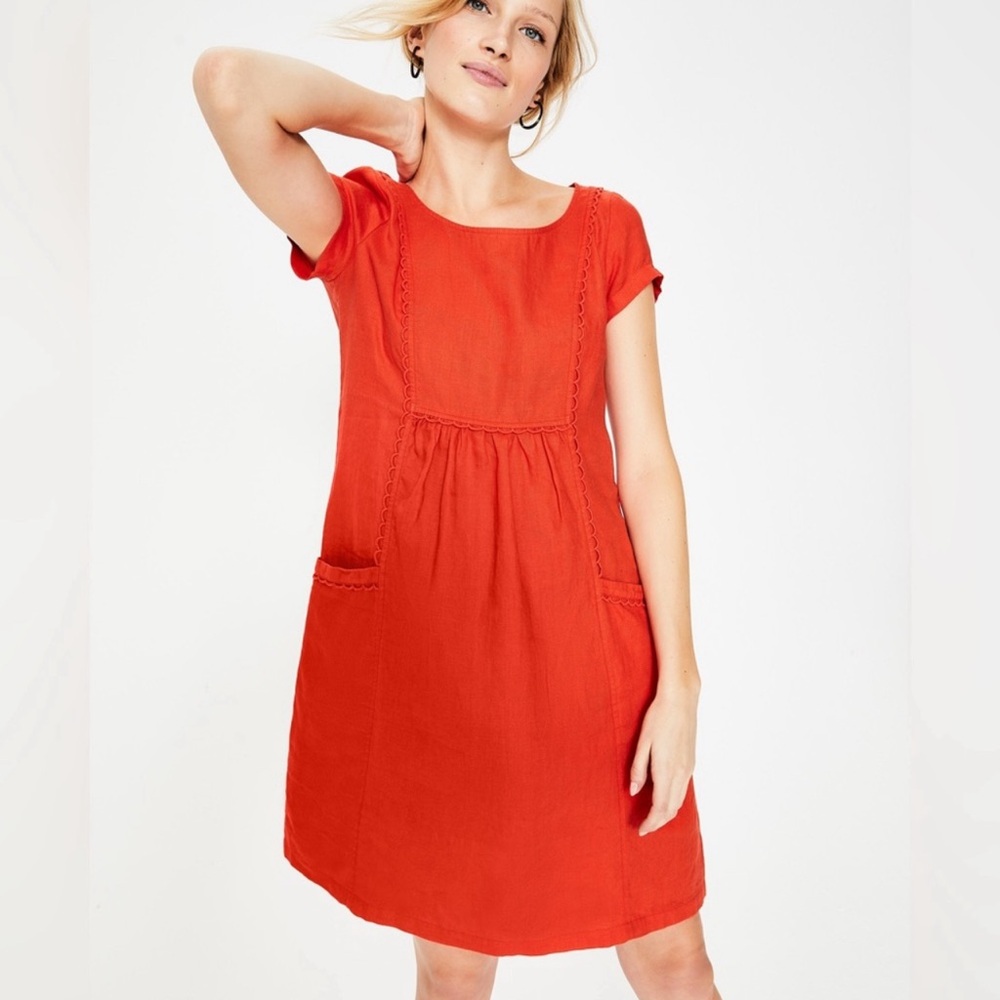 Boden Red Short Sleeve Dress